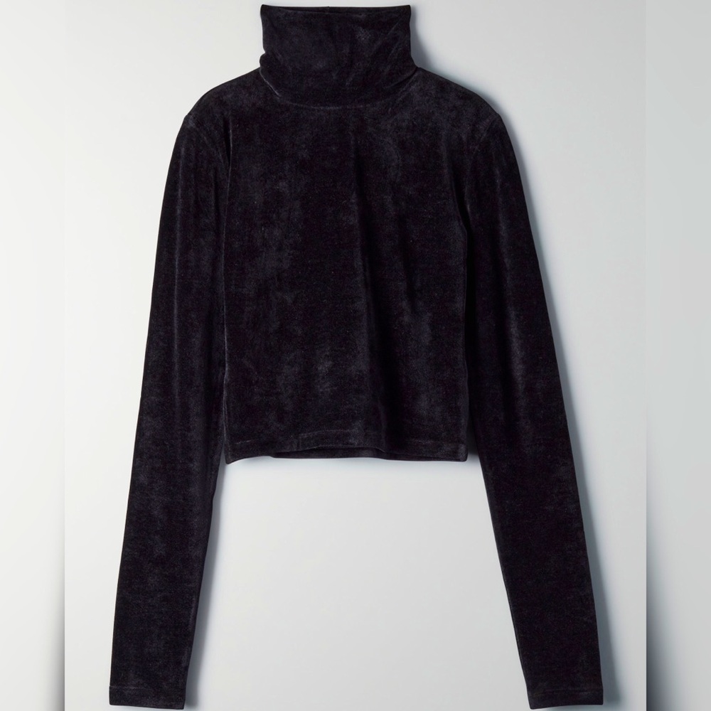 Babaton Kate’s Velvet Mock-Neck Cropped Longsleeve